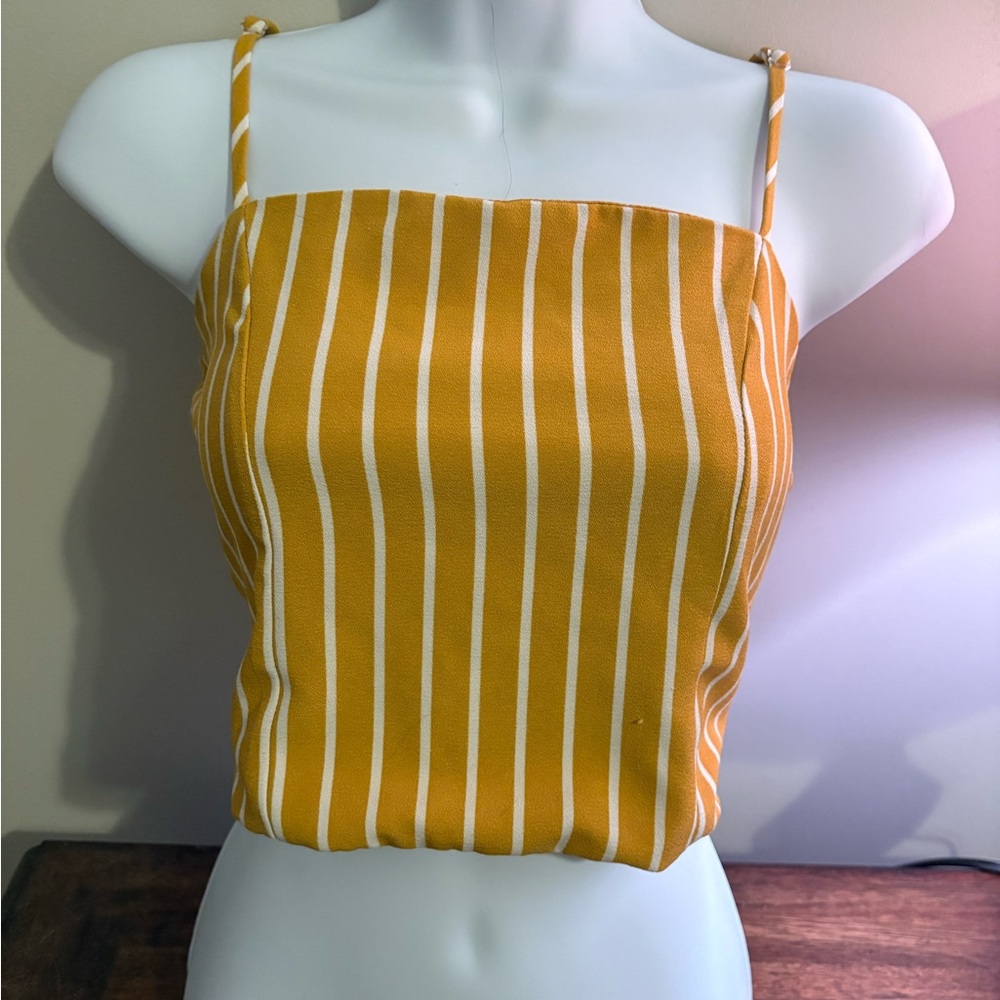 yellow striped summer crop top